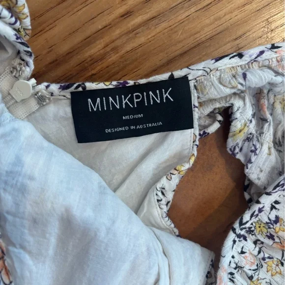 MINKPINK Ruffle Strap Babydoll Mini Sundress Floral Med Fit & Flare Spring Dress - Picture 4 of 4